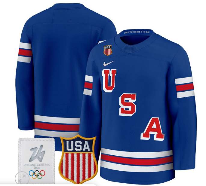 Men 2026 USA Olympic blank blue NHL Jersey->more nhl jerseys->NHL Jersey